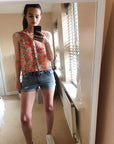 Floral Print Sleeveless Shirt (Pink)