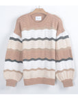 Multi color stripe soft knit oversized relaxed fit jumper balloon sleeves
