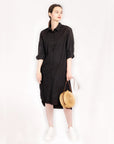 Long Cotton shirt with tie up front in black