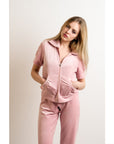 Velour Tracksuits with short sleeves (BABY PINK)