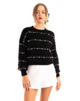 Pearl embellished soft knit jumper in black