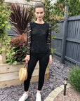 Long sleeves lace top in black