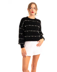 Pearl embellished soft knit jumper in black