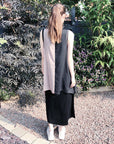 Chiffon Long Top Plain Cotton Maxi Dress(BLACK)