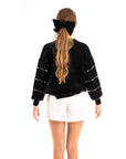 Pearl embellished soft knit jumper in black
