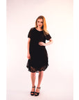 Lace and chiffon patchwork dress (Black)