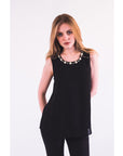 Pearl embellished Vest Top (Black)