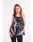 Vintage House Print Chiffon Vest Top