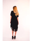 Lace and chiffon patchwork dress (Black)