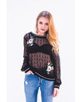 Rose Patch lace Sweatshirt (Black)