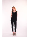 Pearl embellished Vest Top (Black)