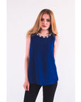 Pearl embellished Vest Top (Royal blue)