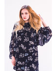 Multi floral print chiffon flowy shirt (BLUE)