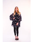Multi floral print chiffon flowy shirt (BLUE)