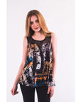 Classic Vintage House Print Chiffon Vest Top
