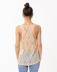 Front Chiffon Lace back Chain Neck Line Detail Vest Top(WHITE)