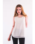 Pearl embellished Vest Top (White)