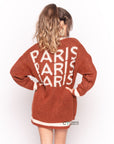 PARIS Lettering Embroidered cardigan