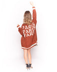 PARIS Lettering Embroidered cardigan