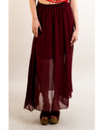 Chiffon Maxi Skirt (Burgundy)