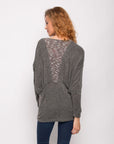 Tweed effect and color block Jumper top (Grey)
