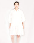 Oversized Cotton shirt dress with ruffle hem
