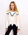 Asymmetric hem fine knitted jumper