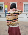 Striped Aztec Design Print yellow Knitted jumper