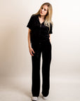 Velour Tracksuits with short sleeves (BLACK)
