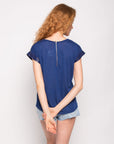 Gold Color Print T-shirt (NAVY)