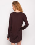 Plain Color Cotton blend T-shirt Dress (Brown)