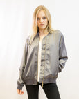Plain Color Oversized satin Bomber Jacket