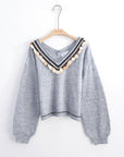 Sequin Trim V neck Jumper
