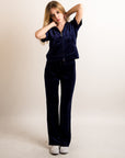 Velour Tracksuits with short sleeves (NAVY)