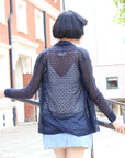Mesh Lace Cardigan Beach Wear (Navy)