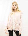 Plain Color Oversized satin Bomber Jacket