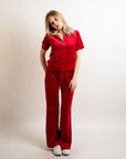 Velour Tracksuits with short sleeves (RED)