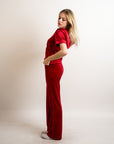 Velour Tracksuits with short sleeves (RED)