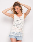 White Floral Crochet Vest Top (75A)