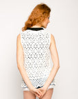 White Floral Pattern Crochet Vest Top