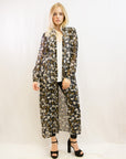Multi Floral Printed Maxi Shirt Dress (BLACK)