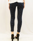 Blue leopard feather print fleece leggings