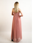 Pleated Bust & Sweetheart Neckline Maxi Dress (NUDE)