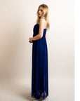 Pleated Bust & Sweetheart Neckline Maxi Dress (ROYAL BLUE)