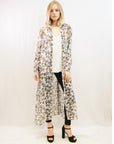 Multi Floral Print long Shirt Dress (WHITE)