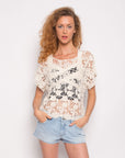 Floral Crochet Lace Top (WHITE)
