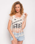 Floral Leaves Cotton Crochet Lace Top