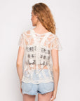 Floral Leaves Cotton Crochet Lace Top