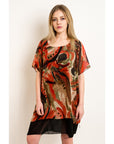 Floral Print Oversize Maxi Top (ORANGE)