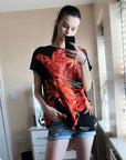 Coconut tree leaves print Top (Orange)